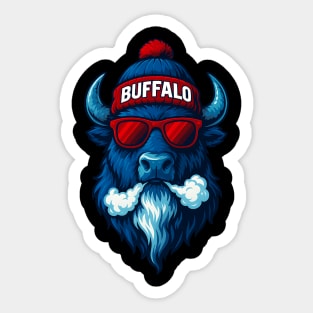 Cool Blue Buffalo Beanie Sunglasses Spirit Animal Sticker